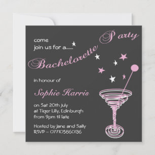 Simple Martini Swirl Bachelorette Party Kaart