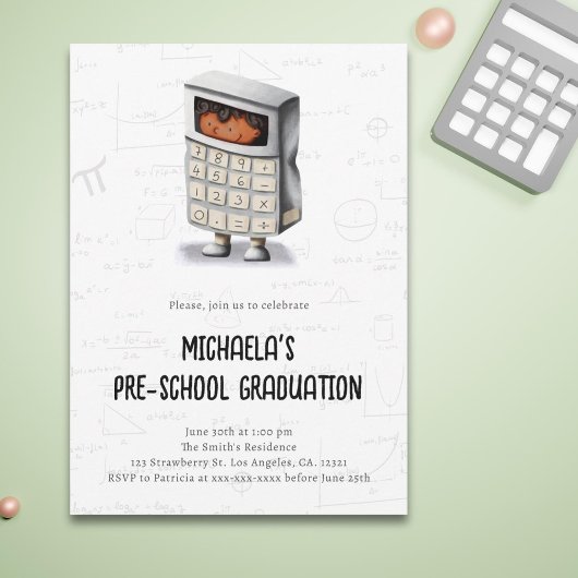 Simple Math Preschool Graduol Party Invitation