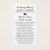 Simple Memorial Floral Daisy Funeral Prayer Kaart (Achterkant)