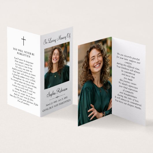 Simple Memorial Funeral 2 Photo Folder Prayer Card (Inside and Outside)