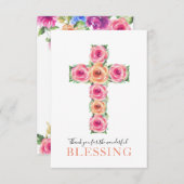 Simple Merci Religieux avec Aquarelle Croix (Devant / Derrière)