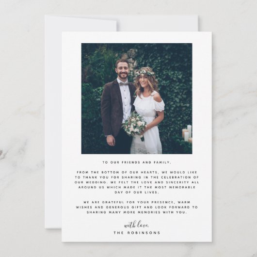 Simple Merci Script Modern Mariage Photo (Dos)