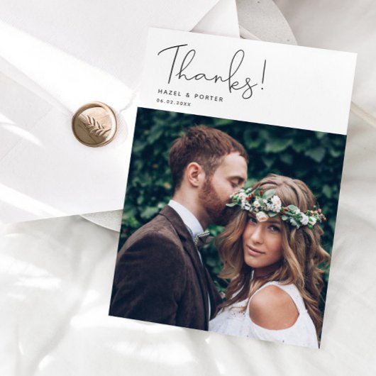 Simple Merci Script Modern Mariage Photo