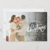Simple Merry Christmas Calligraphy Script Photo Feestdagenkaart (Voorkant)