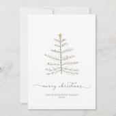 Simple Merry kerstboom Script Holiday Foto Feestdagenkaart (Voorkant)