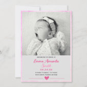 Simple mignon fille Faire-part de naissance (Devant)