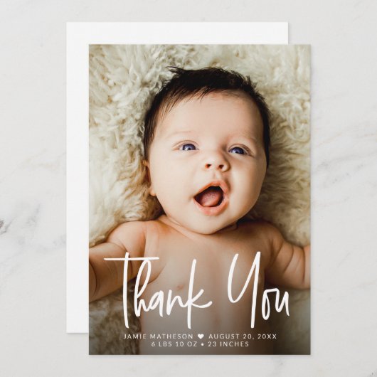 Simple minima bébé photo merci script Coeur (Devant / Derrière)