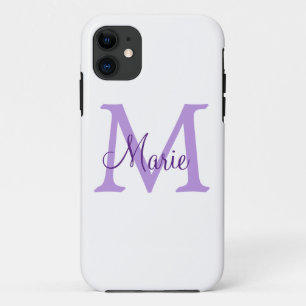 simple minimal add name monogram pink red   throw  iPhone 11 hoesje