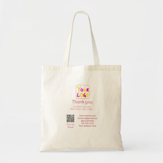 simple minimal add your logo/design here text Q R Tote Bag (Voorkant)