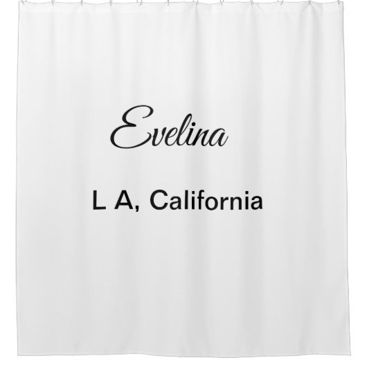 Simple minimal add your name text place city custo douchegordijn (Voorkant)