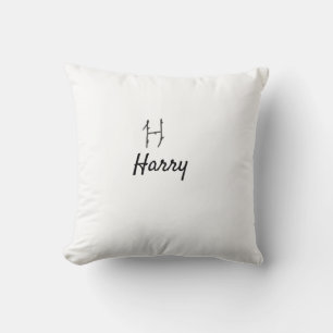Simple minimal black monogram letter H add name Kussen