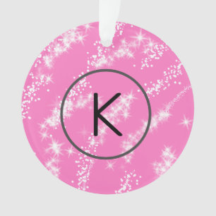simple minimal blanc monogramme paillettes rose hy