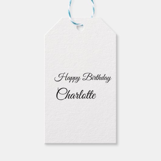 SIMPLE MINIMAL.CUTIE ADD NAME BABY happy birthday Cadeaulabel (Voorkant)