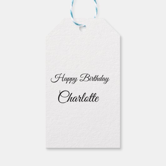 SIMPLE MINIMAL.CUTIE ADD NAME BABY happy birthday Cadeaulabel (Achterkant)
