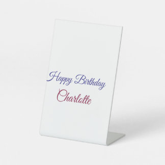 SIMPLE MINIMAL.CUTIE ADD NAME BABY happy birthday  Reclamebord Met Voetstuk
