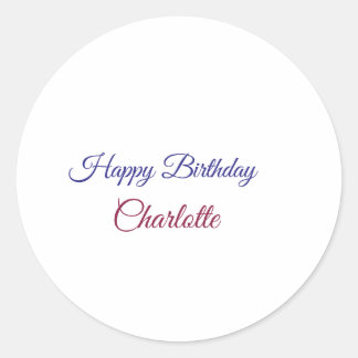SIMPLE MINIMAL.CUTIE ADD NAME BABY happy birthday  Ronde Sticker