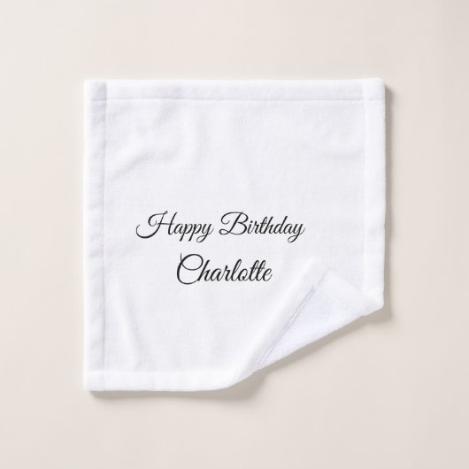 SIMPLE MINIMAL.CUTIE AJOUTER NOM BÉBÉ joyeux anniv (Gant de toilette)