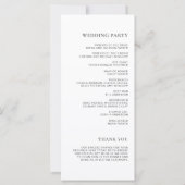 Simple minimal Élégant programme de mariage blanc (Dos)