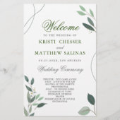 Simple minimal Eucalyptus Programme de mariage ver (Devant)