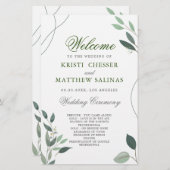 Simple minimal Eucalyptus Programme de mariage ver (Devant / Derrière)