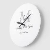 simple minimal happy new year monogram gray name grote klok (Hoek)