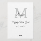 simple minimal happy new year monogram gray name kaart (Achterkant)