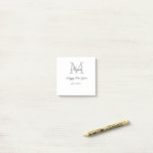 simple minimal happy new year monogram gray name  post-it® notes (Op bureau)