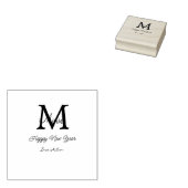 simple minimal happy new year monogram gray name rubberstempel (Gestempeld)