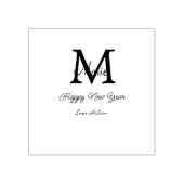 simple minimal happy new year monogram gray name rubberstempel (Afrduk)