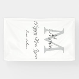 simple minimal happy new year monogram gray name  spandoek