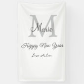 simple minimal happy new year monogram gray name spandoek (Verticaal)