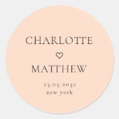 Simple, minimal, mariage cardiaque Sticker rond (Devant)