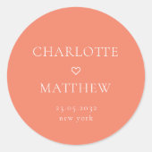 Simple, minimal, mariage cardiaque Sticker rond (Devant)