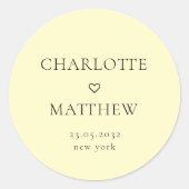 Simple, minimal, mariage cardiaque Sticker rond (Devant)