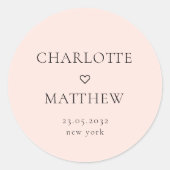 Simple, minimal, mariage cardiaque Sticker rond (Devant)