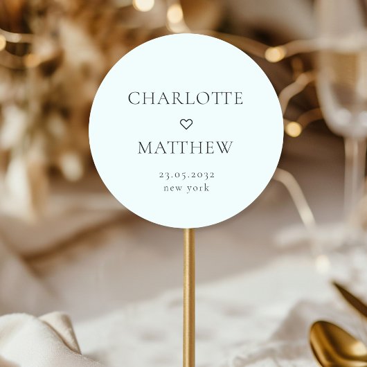 Simple, minimal, mariage cardiaque Sticker rond