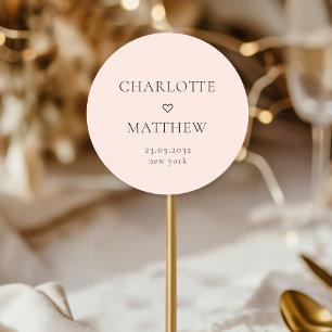 Simple, minimal, mariage cardiaque Sticker rond