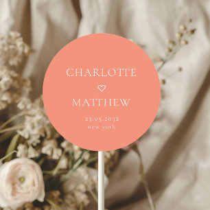 Simple, minimal, mariage cardiaque Sticker rond