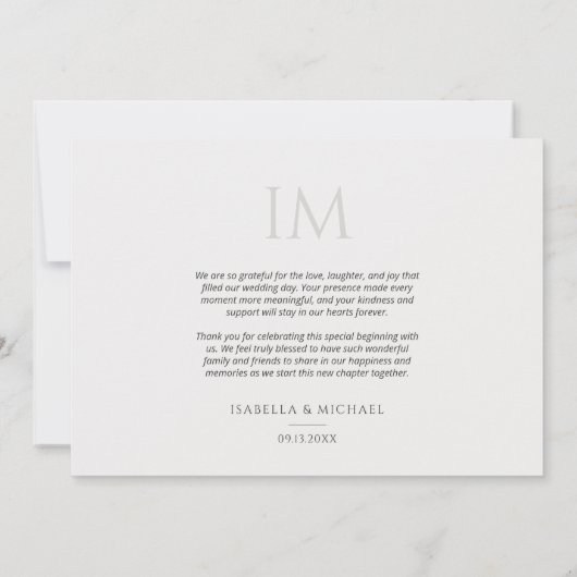 Simple Minimal Modern Wedding Photo Bedankkaart (Achterkant)