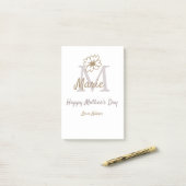 simple minimal mother's day monogram golden gray f post-it® notes (Op bureau)