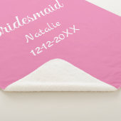 Simple minimal pink bridesmaid add name year text  sherpa deken (3/4)
