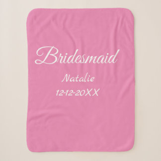 Simple minimal pink bridesmaid add name year text  sherpa deken