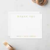 Simple Minimal Thank You Gold White Flat Note Card Notitiekaartje (Voorkant / Achterkant in situ)