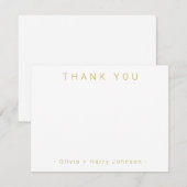 Simple Minimal Thank You Gold White Flat Note Card Notitiekaartje (Voorkant / Achterkant)