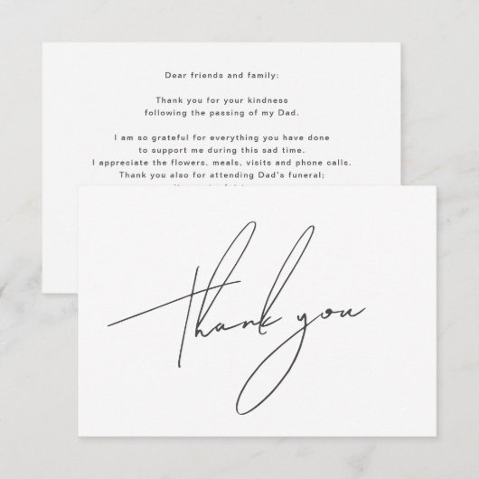 Simple Minimalist Bedankt voor uw condoleances (Voorkant / Achterkant)