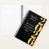 Simple Minimalist Black and Gold Name and Year  Planner (Display)