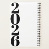 Simple Minimalist Black and White Name and Year  Planner (Achterkant)