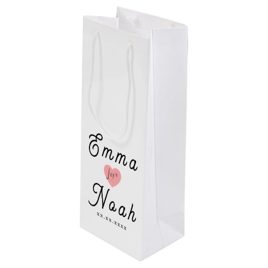 Simple Minimalist Customizable White Gift Bag Wijn Cadeautas (Voorkant Gekanteld)
