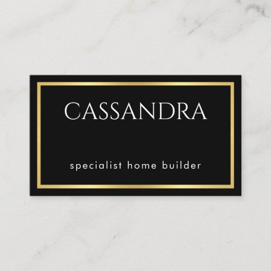 Simple Minimalist Gold Frame Your Name Visitekaartje (Voorkant)