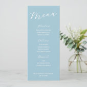 Simple Minimalist Light Blue Menu Card  (Debout devant)